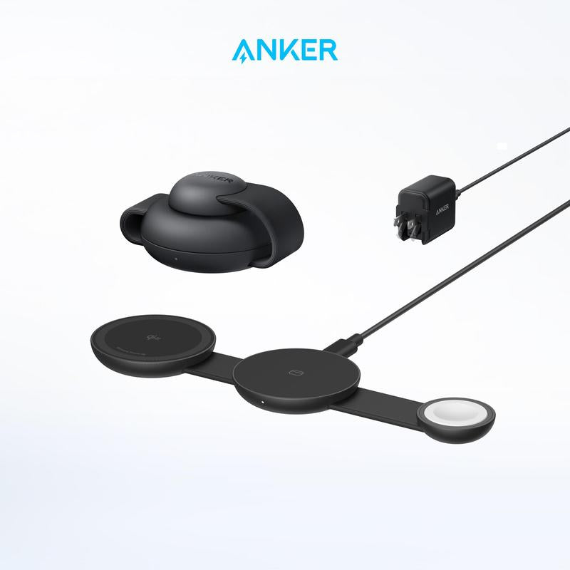 Anker Maggo UFO Charger, 3-In-1 Wireless Charging Station, 15W Max for Iphone 15/14/13/12, Airpods, Apple Watch (USB-C Charger Included)