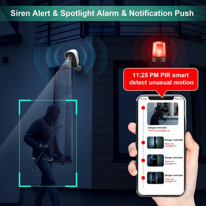 Vision Well Solar Powered Wireless Security Cameras for Home Outdoor , 1080P HD Clear Picture Wifi Security with Spotlight and Two-Way Audio，Eesy to Install