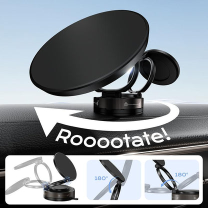 Vacuum Magnetic Suction Cup Phone Mount for Magsafe, 360° Adjustable Holder, Pocket Size Foldable Portable Cell Phone Holders for Your Car for All Smartphones & All Car Models