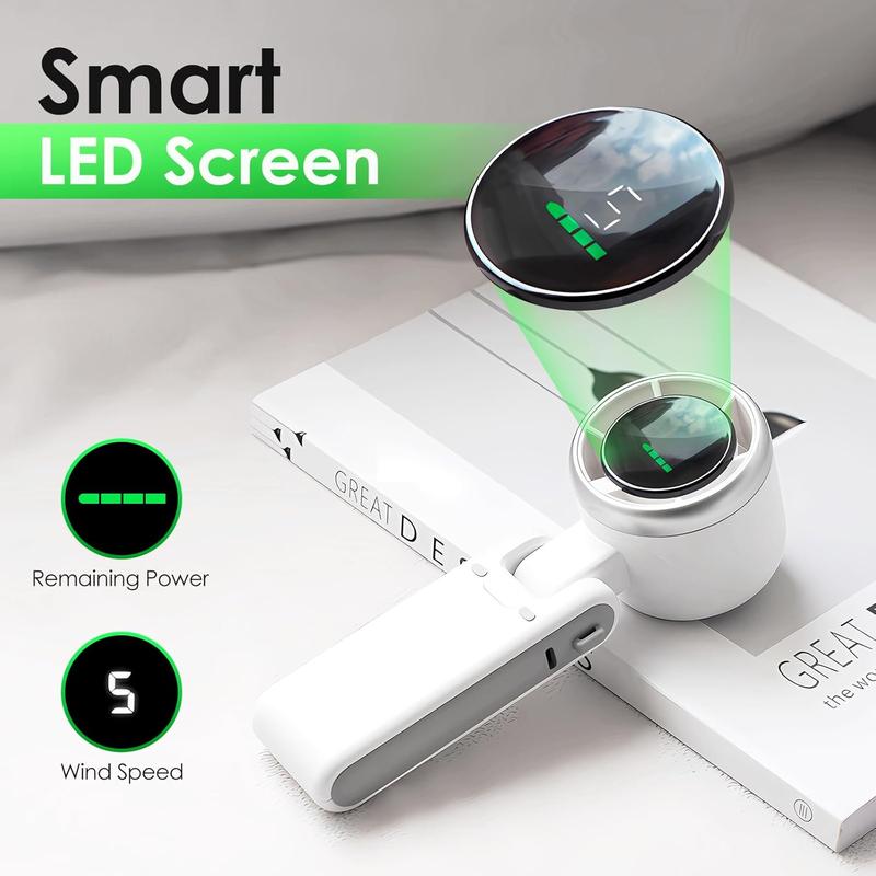 Portable Handheld Mini Turbo Fan, USB Rechargeable Travel Fan with 5 Speeds, 3600Mah & 15000RPM Speed, up to 12 Working Hours, 3 in 1 Foldable Personal Cooling Fan for Travel/Home/Office