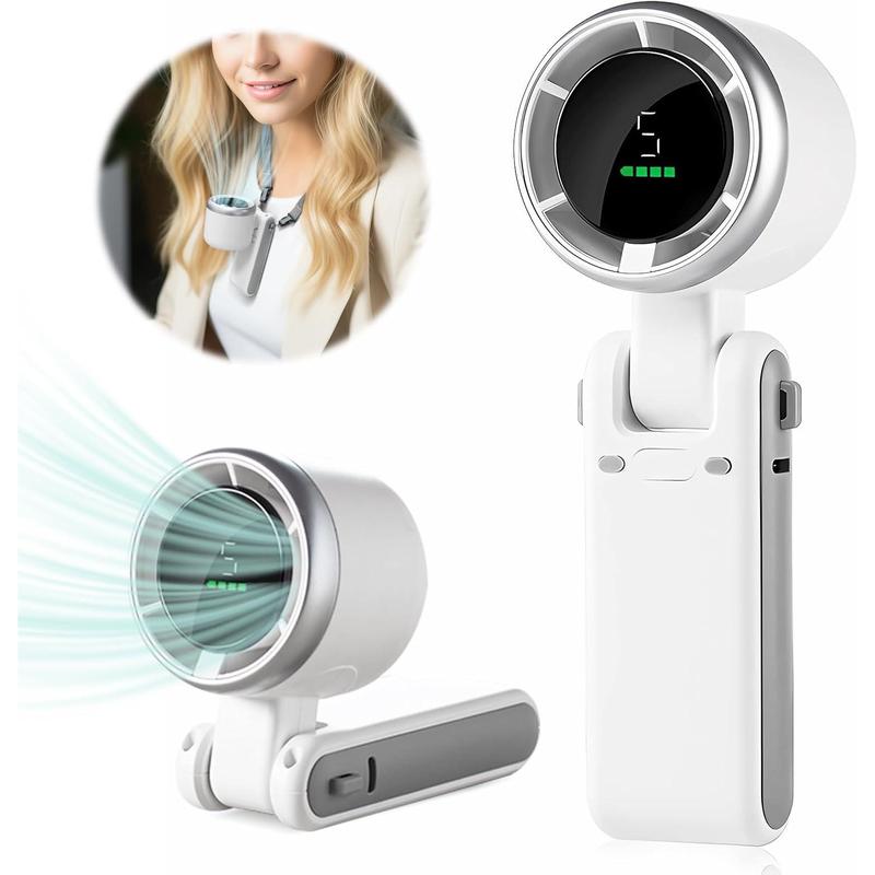 Portable Handheld Mini Turbo Fan, USB Rechargeable Travel Fan with 5 Speeds, 3600Mah & 15000RPM Speed, up to 12 Working Hours, 3 in 1 Foldable Personal Cooling Fan for Travel/Home/Office