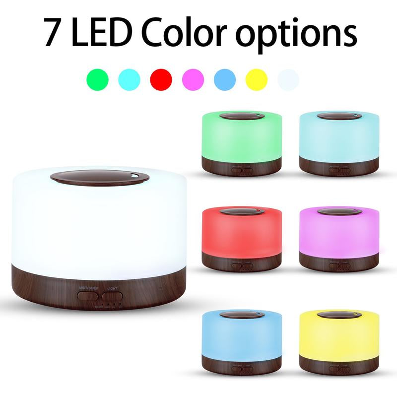 【6 Oils Included】500Ml Ultrasonic Essential Oil Diffuser - Remote Control Wood Humidifier with 7 LED Mood Lights Air Purifier Essential Oil Aroma Diffuser D Is Ff User Aroma Diffuser Humidifier Aromatherapy Oil Color-Changing Humidifier and Diffuser