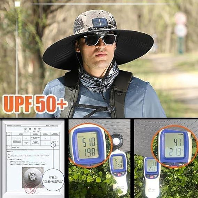 Detachable Solar Charging Fan Built-In Wide-Brimmed Hat, Summer Outdoor Sun Hat for Men, Mountaineering and Fishing Hat