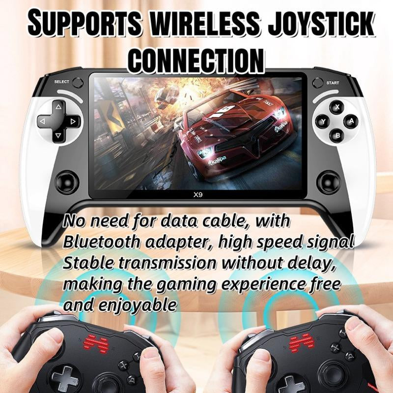 X9 Handheld Game Console, Rechargeable Portable Game Console with Built-In 10 Emulator Games, Handheld Wireless Gaming Console for Home & Travel, Protective