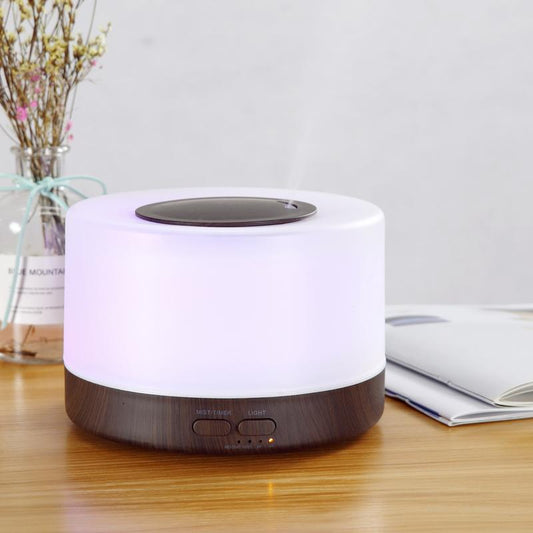 【6 Oils Included】500Ml Ultrasonic Essential Oil Diffuser - Remote Control Wood Humidifier with 7 LED Mood Lights Air Purifier Essential Oil Aroma Diffuser D Is Ff User Aroma Diffuser Humidifier Aromatherapy Oil Color-Changing Humidifier and Diffuser