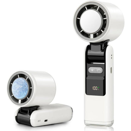 Portable Handheld Mini Turbo Fan, USB Rechargeable Travel Fan with 5 Speeds, 3600Mah & 15000RPM Speed, up to 12 Working Hours, 3 in 1 Foldable Personal Cooling Fan for Travel/Home/Office