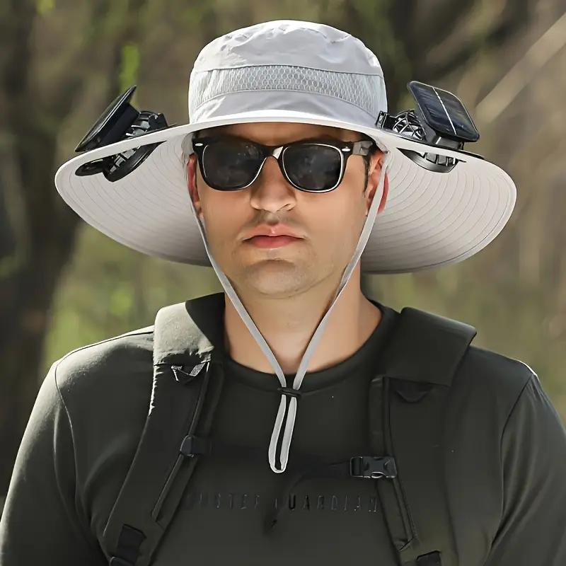 Detachable Solar Charging Fan Built-In Wide-Brimmed Hat, Summer Outdoor Sun Hat for Men, Mountaineering and Fishing Hat