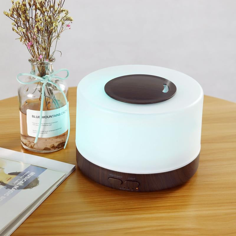 【6 Oils Included】500Ml Ultrasonic Essential Oil Diffuser - Remote Control Wood Humidifier with 7 LED Mood Lights Air Purifier Essential Oil Aroma Diffuser D Is Ff User Aroma Diffuser Humidifier Aromatherapy Oil Color-Changing Humidifier and Diffuser