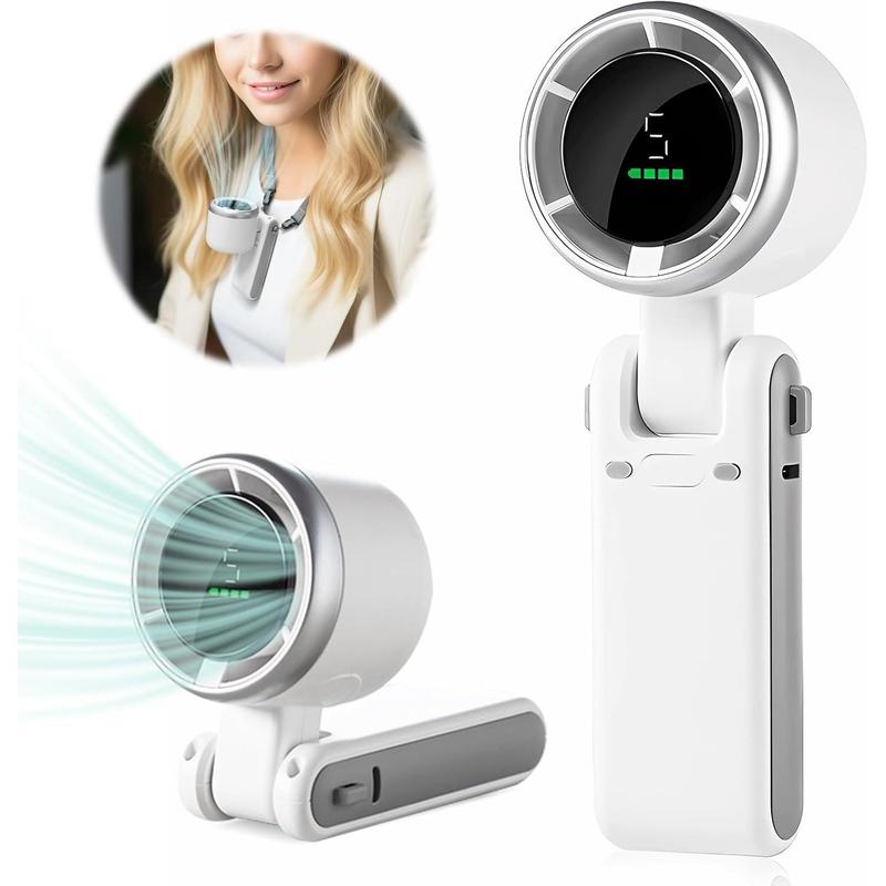 Portable Handheld Mini Turbo Fan, USB Rechargeable Travel Fan with 5 Speeds, 3600Mah & 15000RPM Speed, up to 12 Working Hours, 3 in 1 Foldable Personal Cooling Fan for Travel/Home/Office