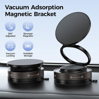 Vacuum Magnetic Suction Cup Phone Mount for Magsafe, 360° Adjustable Holder, Pocket Size Foldable Portable Cell Phone Holders for Your Car for All Smartphones & All Car Models