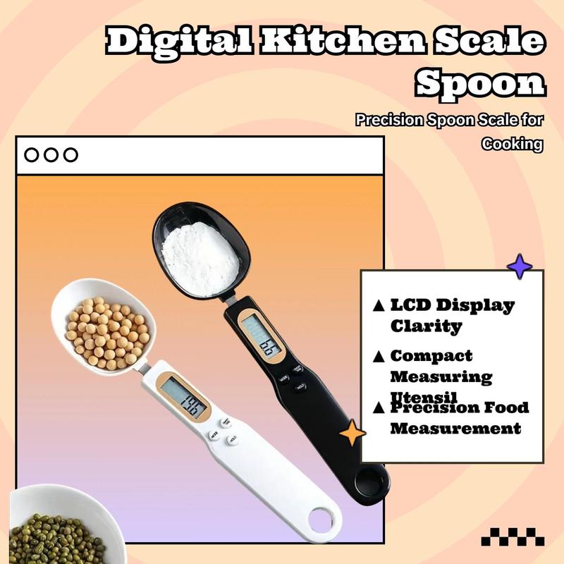 Digital Kitchen Scale Spoon Multifunctional Measuring Spoon, 1 Count Electronic Measuring Spoon with LCD Display, Modern Cooking Measuring Utensils for Food Baking, Home Kitchen Tools Kitchen Gadgets Kitchenware, Black