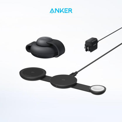 Anker Maggo UFO Charger, 3-In-1 Wireless Charging Station, 15W Max for Iphone 15/14/13/12, Airpods, Apple Watch (USB-C Charger Included)