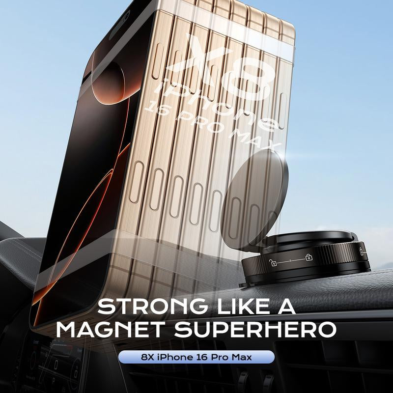 Vacuum Magnetic Suction Cup Phone Mount for Magsafe, 360° Adjustable Holder, Pocket Size Foldable Portable Cell Phone Holders for Your Car for All Smartphones & All Car Models