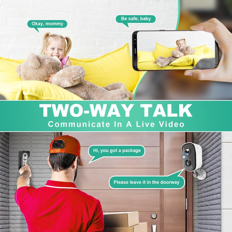 Vision Well Solar Powered Wireless Security Cameras for Home Outdoor , 1080P HD Clear Picture Wifi Security with Spotlight and Two-Way Audio，Eesy to Install