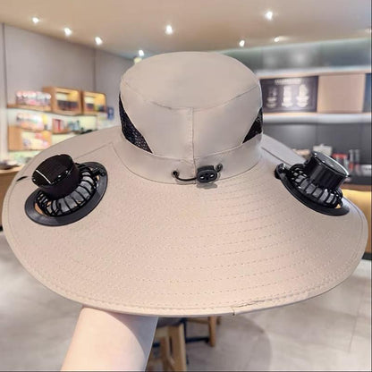 Detachable Solar Charging Fan Built-In Wide-Brimmed Hat, Summer Outdoor Sun Hat for Men, Mountaineering and Fishing Hat