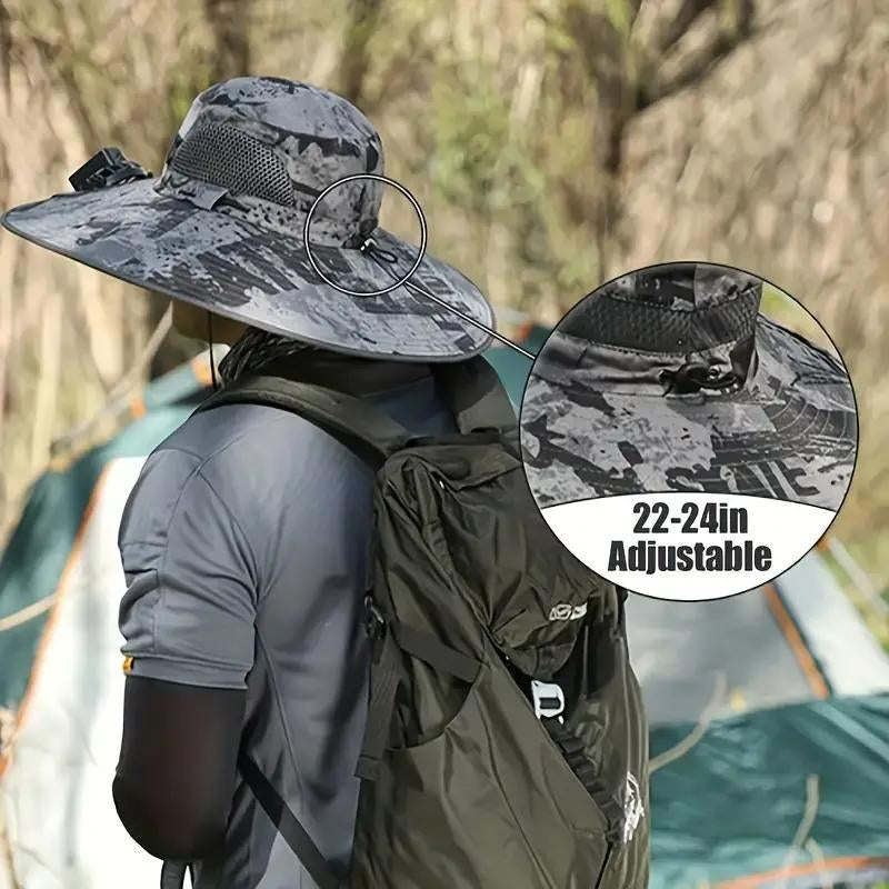 Detachable Solar Charging Fan Built-In Wide-Brimmed Hat, Summer Outdoor Sun Hat for Men, Mountaineering and Fishing Hat