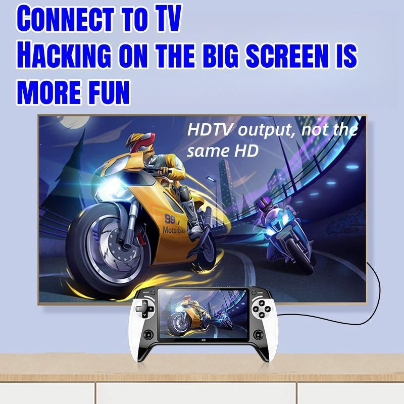 X9 Handheld Game Console, Rechargeable Portable Game Console with Built-In 10 Emulator Games, Handheld Wireless Gaming Console for Home & Travel, Protective
